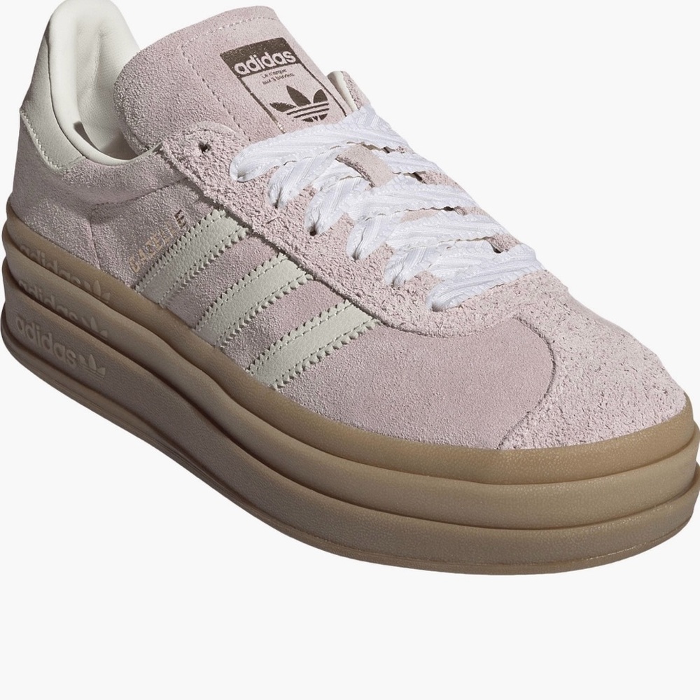 adidas Gazelle Women’s Pink Suede Sneakers with Cream Stripes - Picture 5 of 6